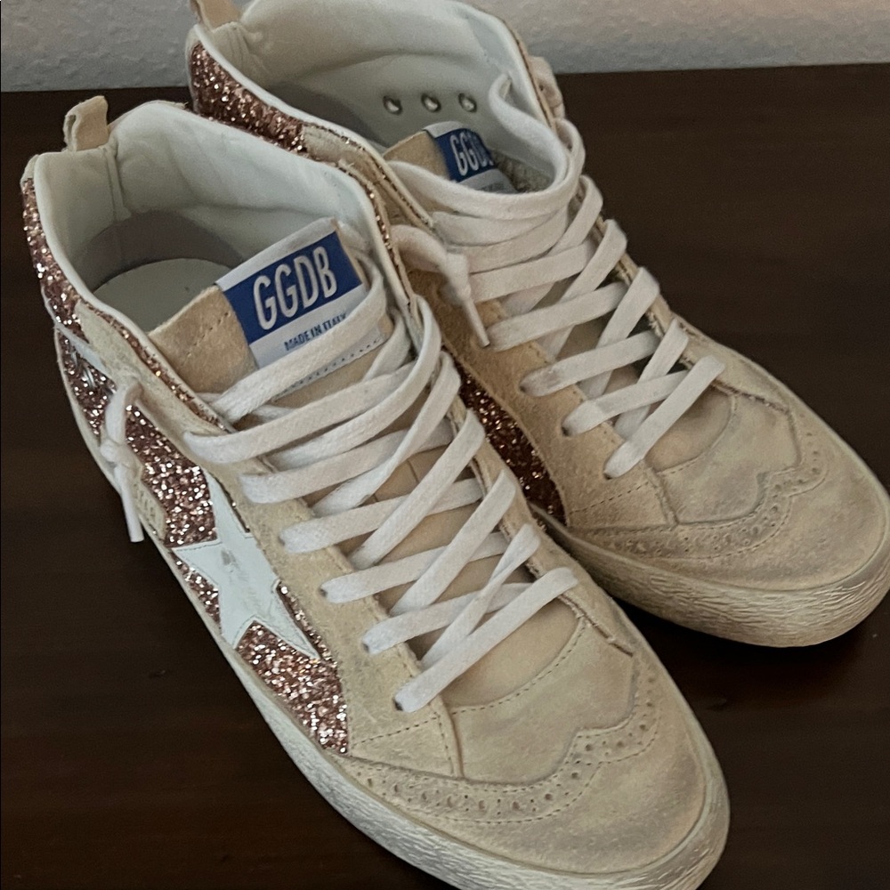 Golden Goose Midstar Women's Sneakers - Rose Gold Glitter and White - Picture 10 of 14
